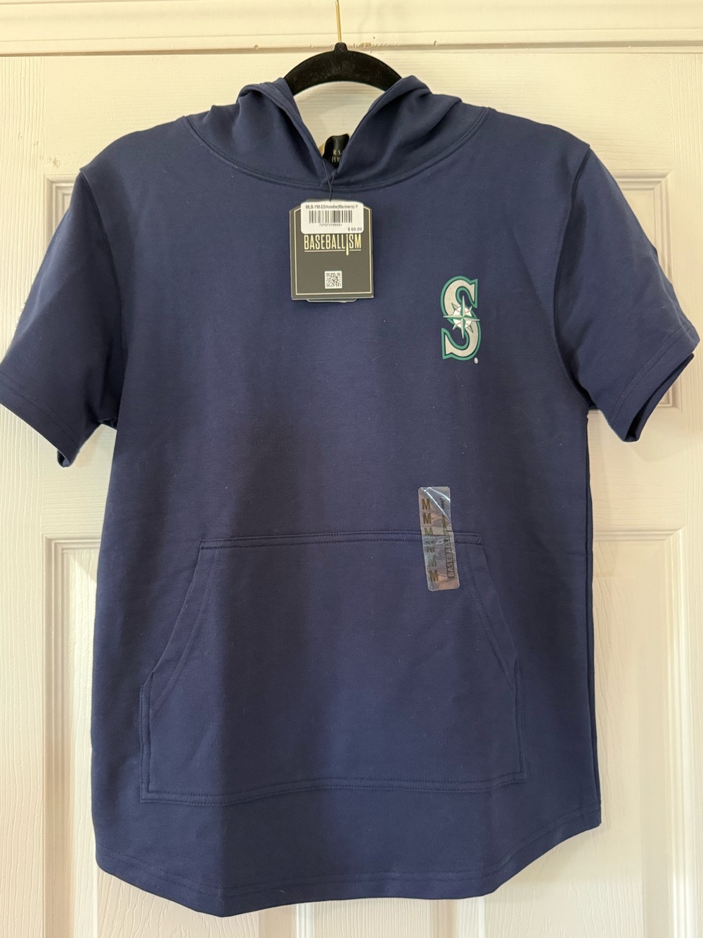 Seattle Mariners Baseballism Navy Short-Sleeve Hoodie for Kids - Medium NWT